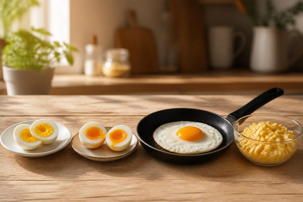 Calories œuf : comparatif entre œuf dur, mollet, au plat et brouillé