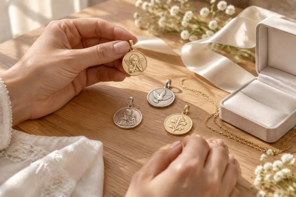 découvrez nos conseils pour choisir une médaille de baptême personnalisée : matière, motif, gravure et symbolique pour un cadeau unique.